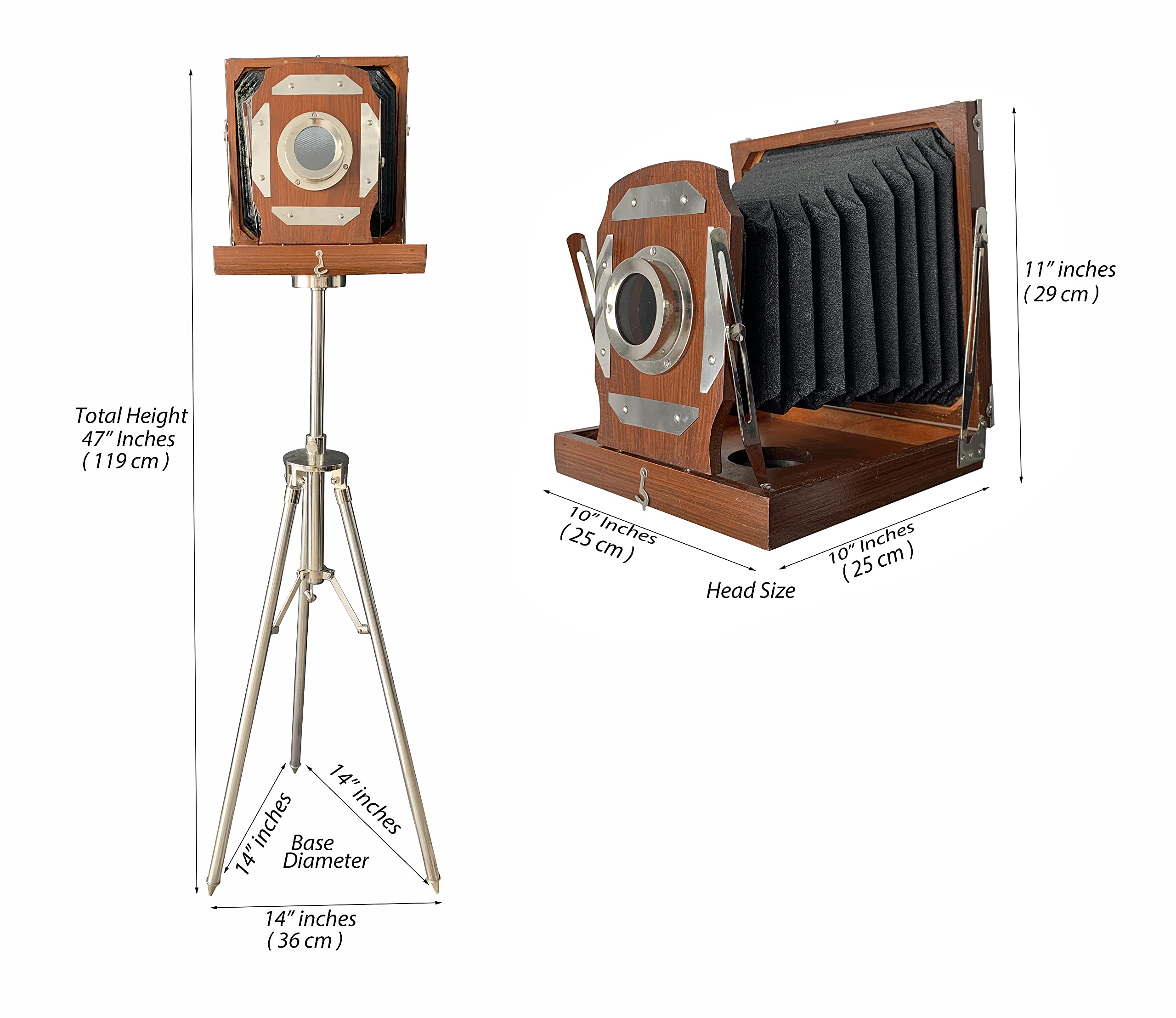 Amazon | アンティーク木製古いカメラ 三脚スタンド付き ホーム